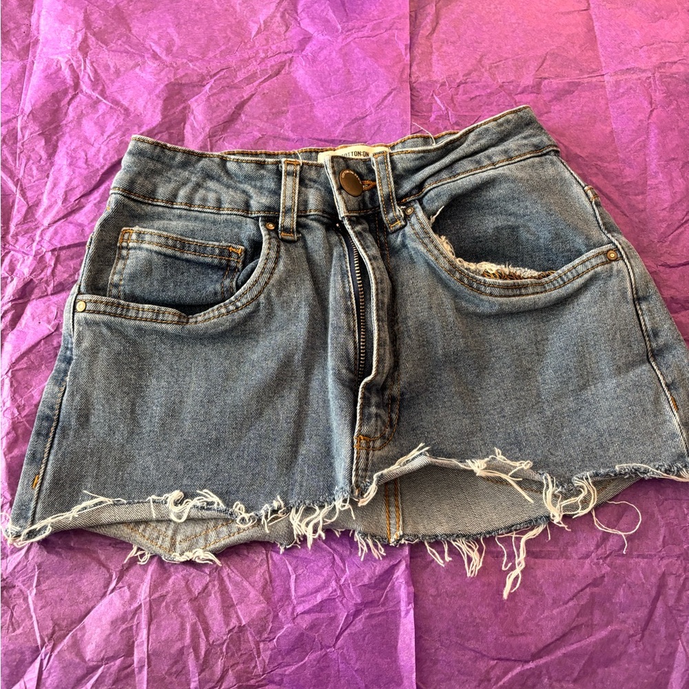 Cotton On Blue Jean Shorts Distressed Frayed Hem